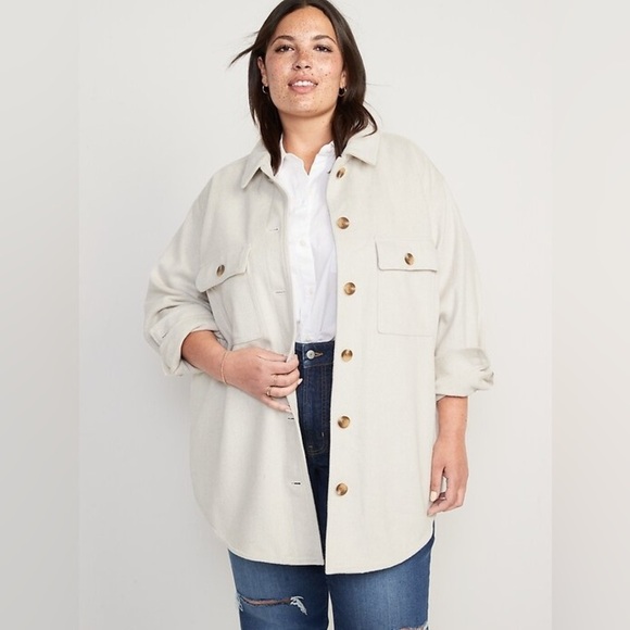 OLD NAVY - Soft-Brushed Utility Shacket for Women Size Medium - Tall - Oatmeal - Picture 1 of 11